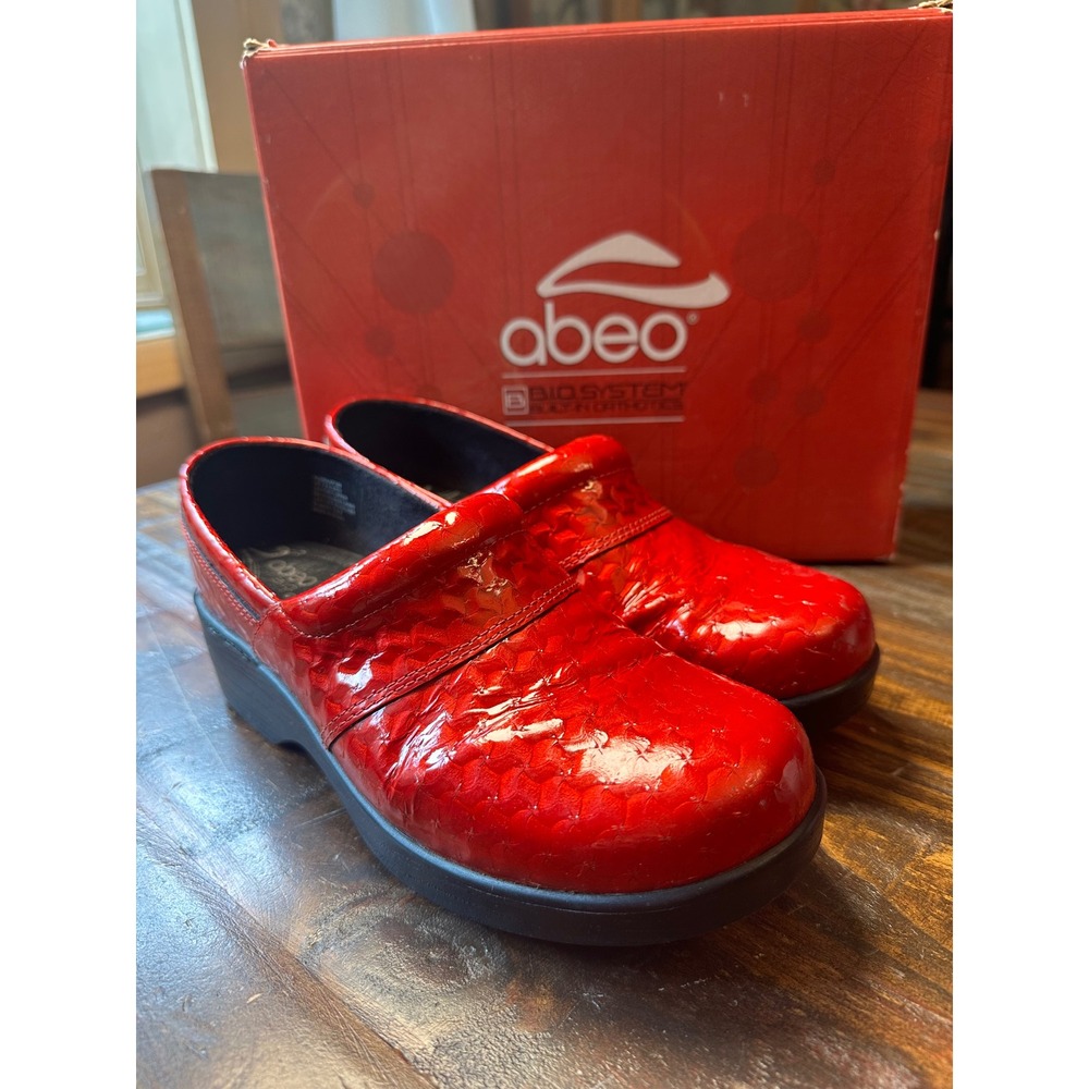 ABEO Flora AF148 Red Patent Leather Professional Clogs B.I.O.system 7.5 N
